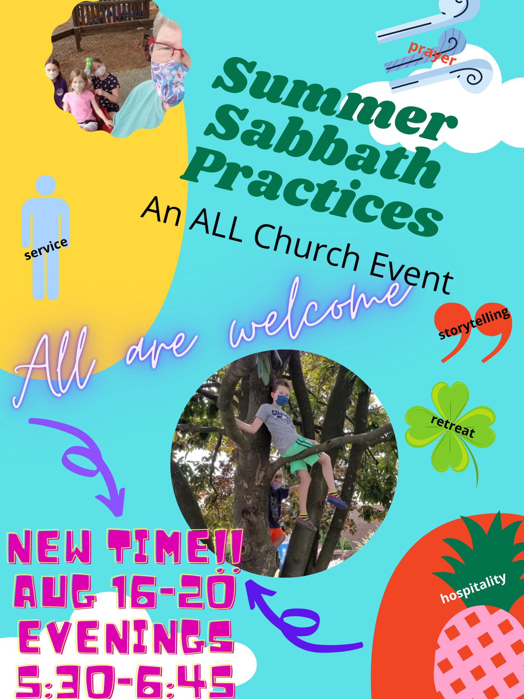 “Summer Sabbath Practices” all-church event has been canceled.
